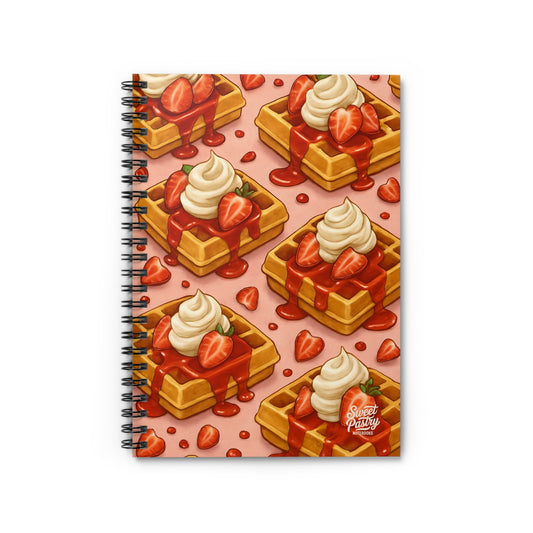 Strawberry and Cream Waffles Spiral Notebook — Dessert-Inspired Spiral Notebook for Bakers | Sweet Pastry Notebooks