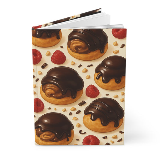 Chocolate Profiteroles Delight Notebook — Dessert-Inspired Hardcover Journal for Bakers | Sweet Pastry Notebooks