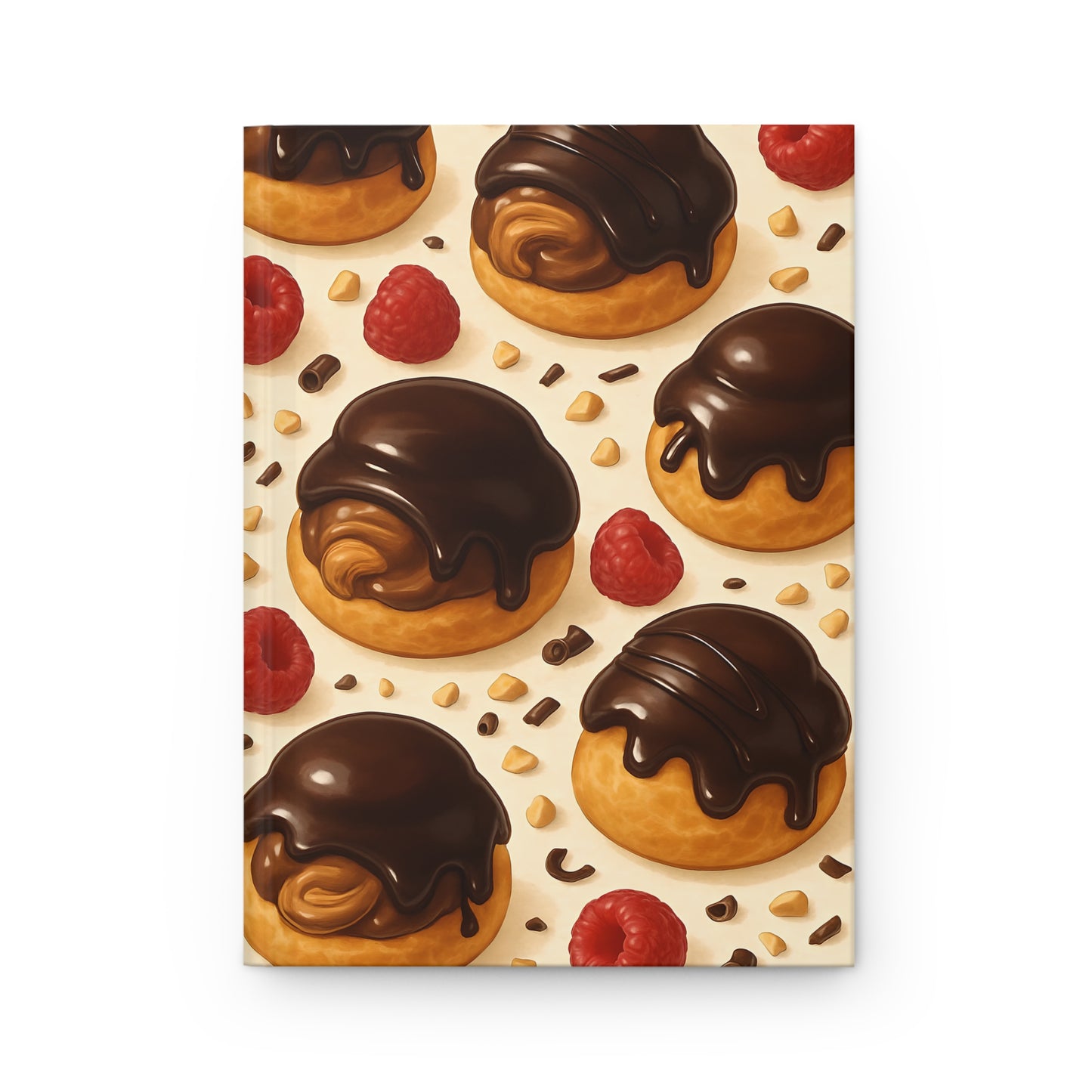 Chocolate Profiteroles Delight Notebook — Dessert-Inspired Hardcover Journal for Bakers | Sweet Pastry Notebooks