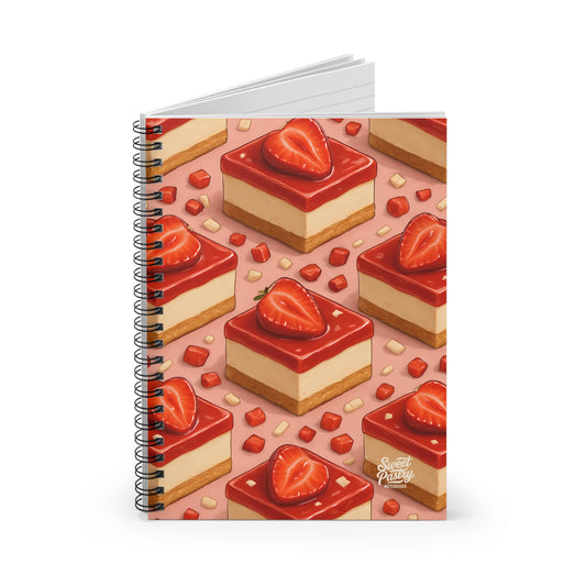 Strawberry Cheesecake Spiral Notebook — Dessert-Inspired Spiral Notebook for Bakers | Sweet Pastry Notebooks