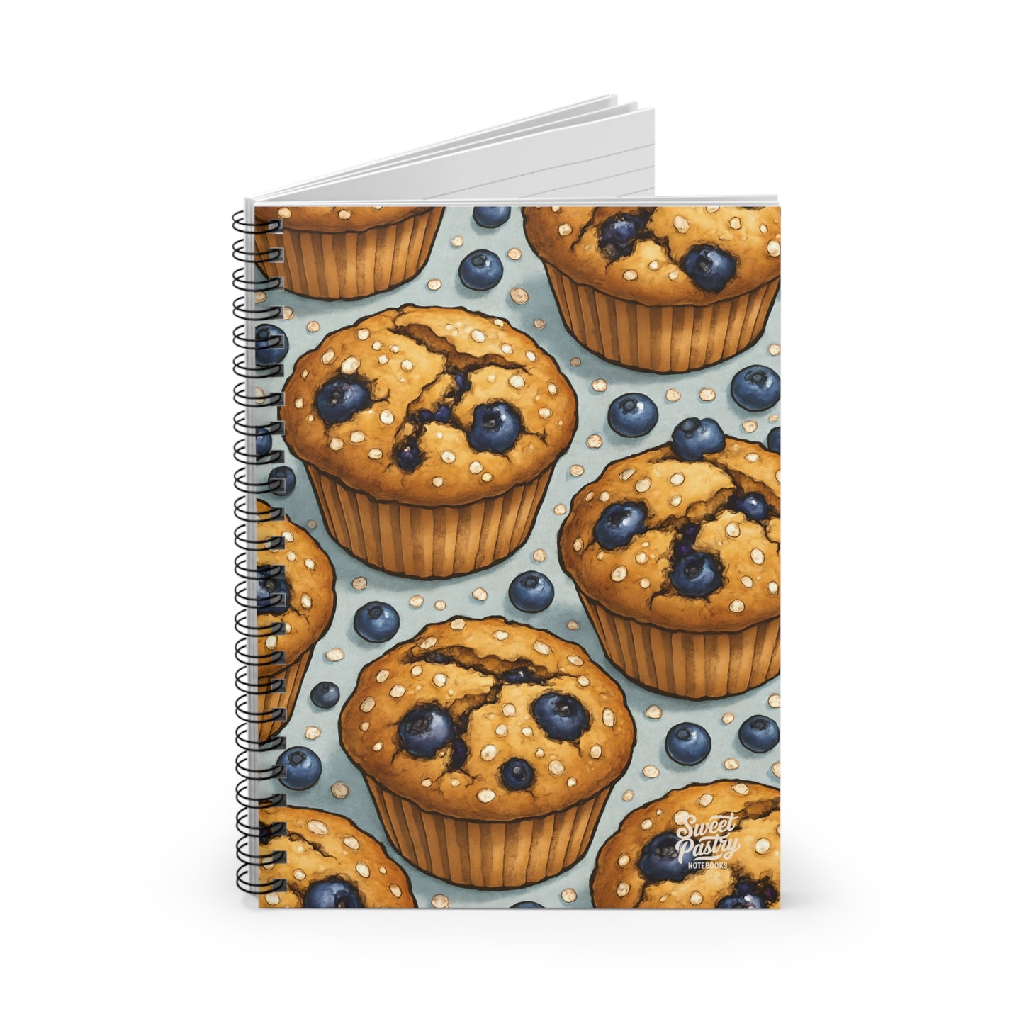 Blueberry Muffin Spiral Notebook — Dessert-Inspired Spiral Notebook for Bakers | Sweet Pastry Notebooks