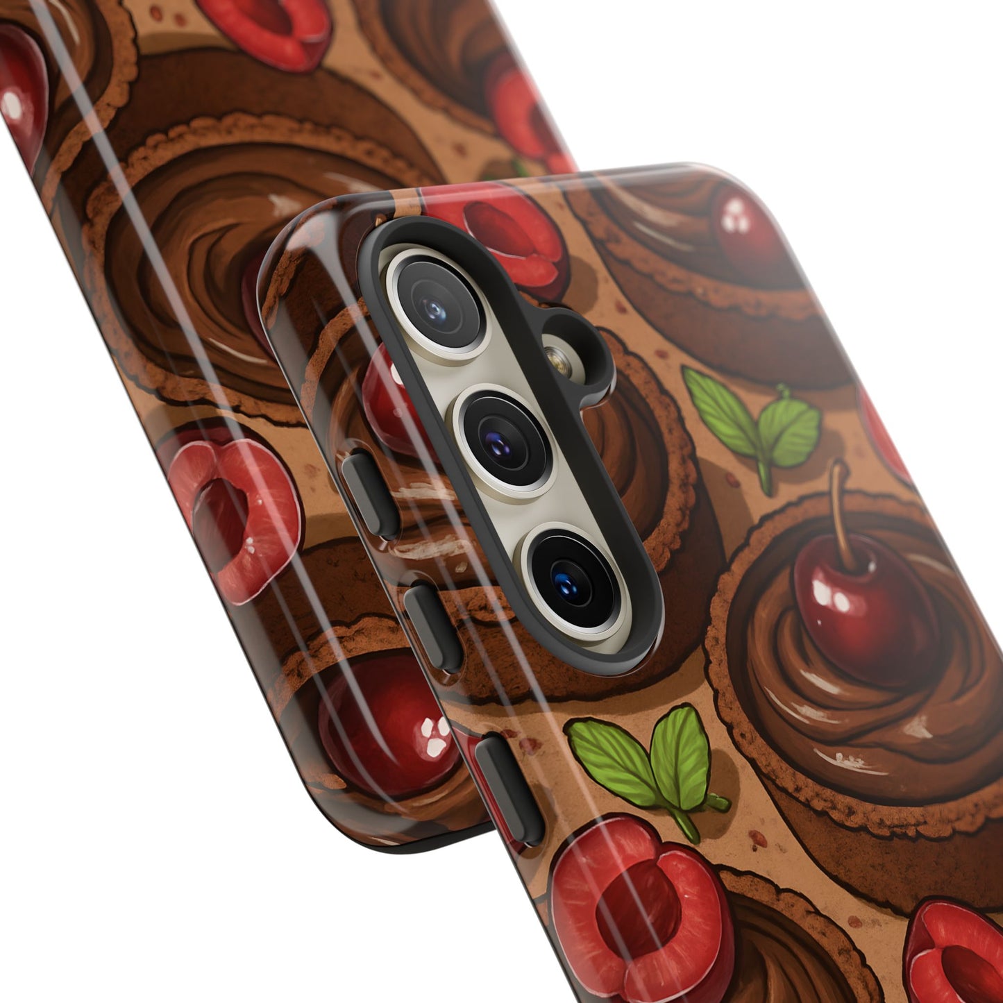 Cherry Chocolate Tart Phone Case – Dessert-Inspired Protective Case
