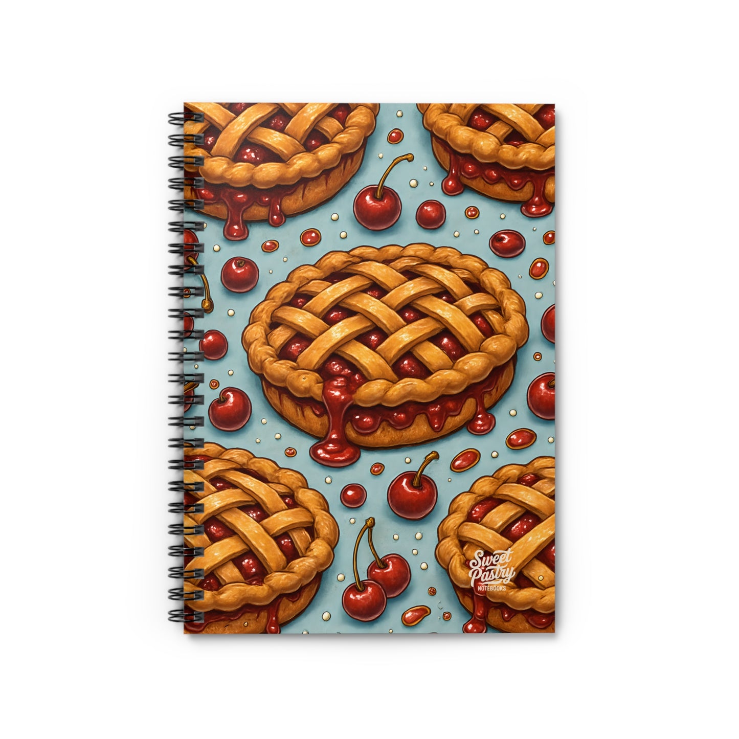 Cherry Pie Spiral Notebook — Dessert-Inspired Spiral Notebook for Bakers | Sweet Pastry Notebooks