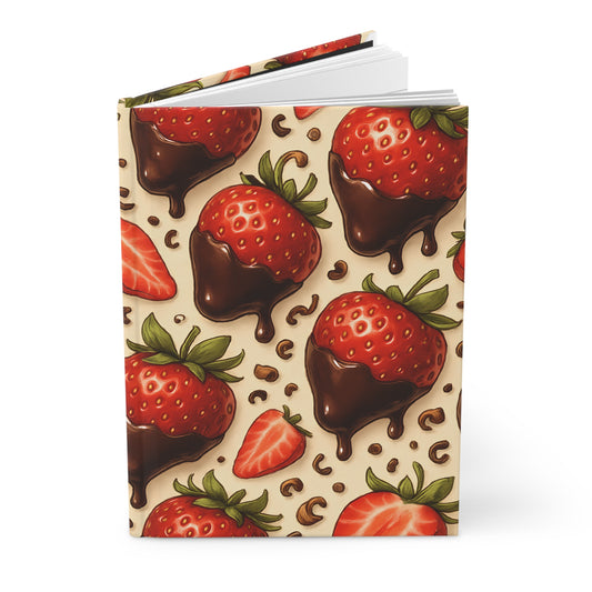 Chocolate-Dipped Strawberry Notebook — Dessert-Inspired Hardcover Journal for Bakers | Sweet Pastry Notebooks
