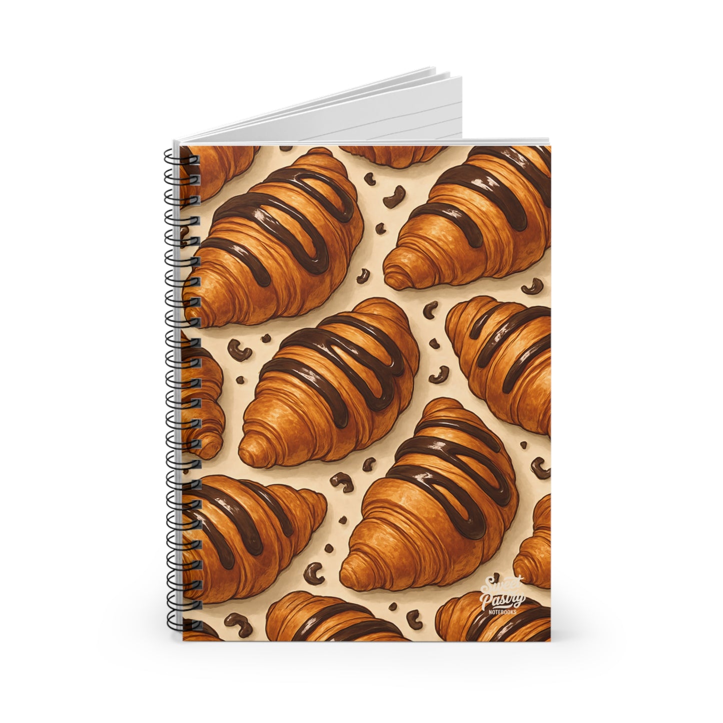 Chocolate Croissant Spiral Notebook — Dessert-Inspired Spiral Notebook for Bakers | Sweet Pastry Notebooks