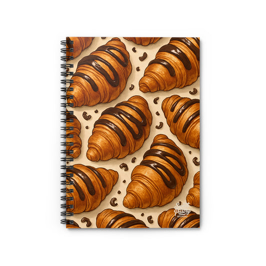 Chocolate Croissant Spiral Notebook — Dessert-Inspired Spiral Notebook for Bakers | Sweet Pastry Notebooks