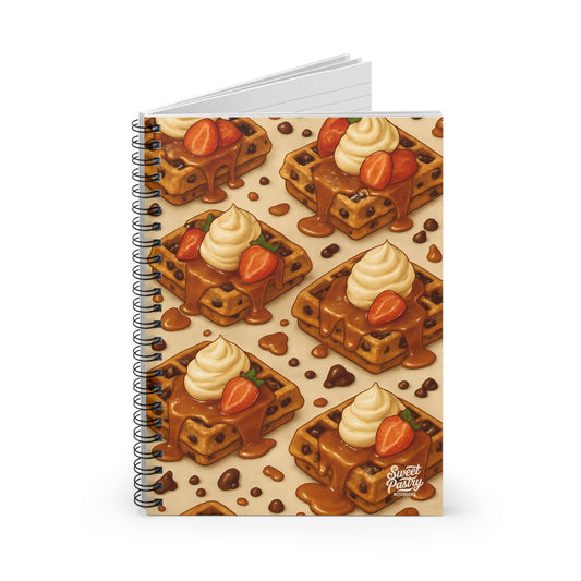 Strawberry Cream Chocolate Chip Waffles Spiral Notebook — Dessert-Inspired Spiral Notebook for Bakers | Sweet Pastry Notebooks
