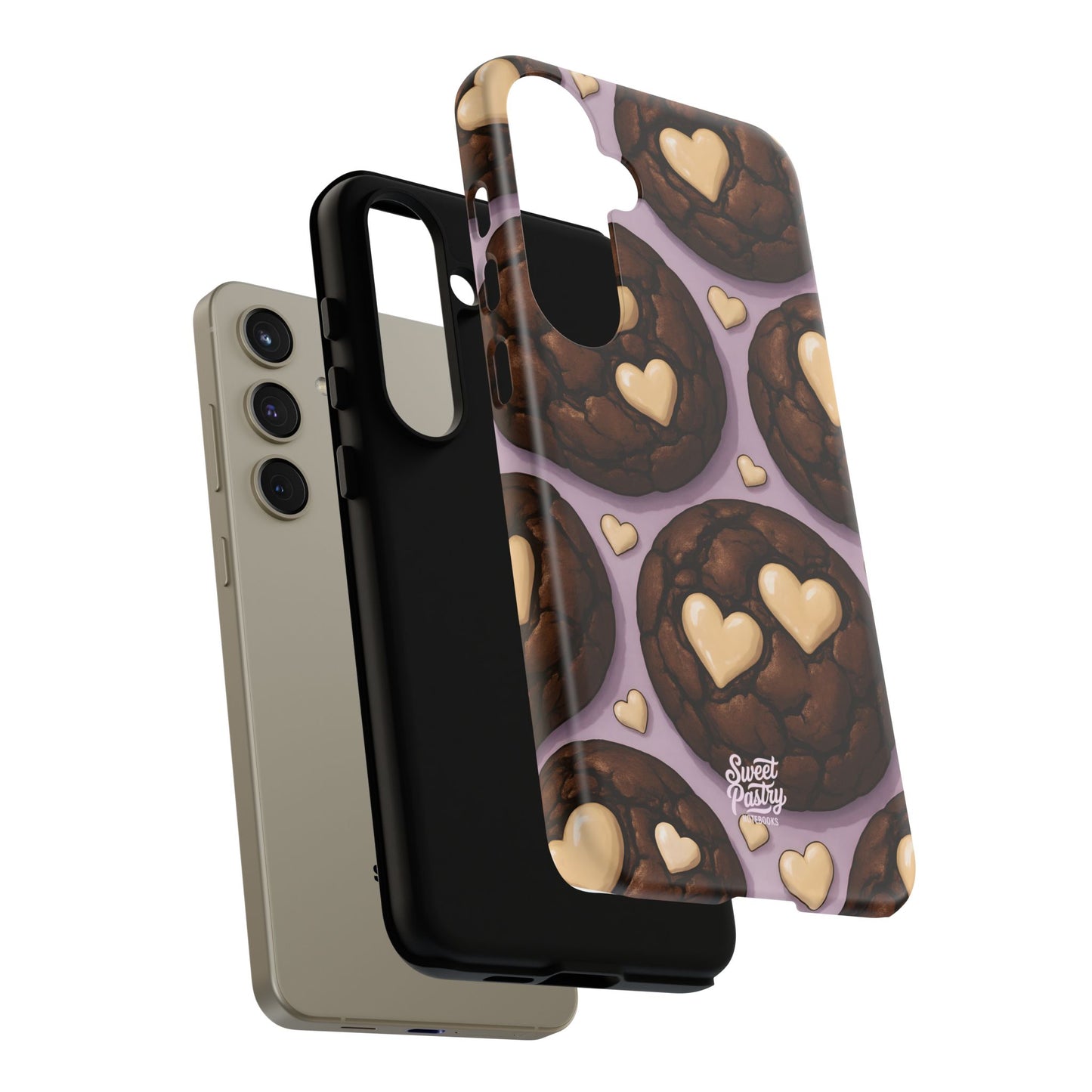 Double Chocolate & White hearts Phone Case – Dessert-Inspired Protective Case