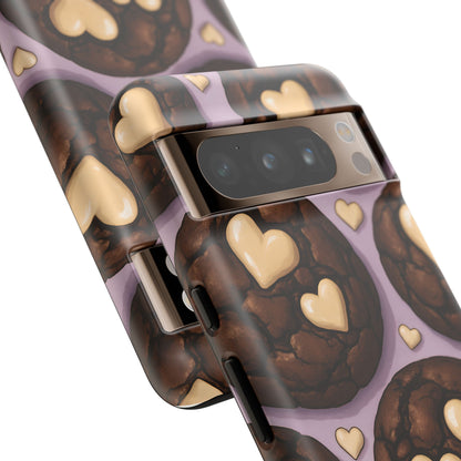 Double Chocolate & White hearts Phone Case – Dessert-Inspired Protective Case