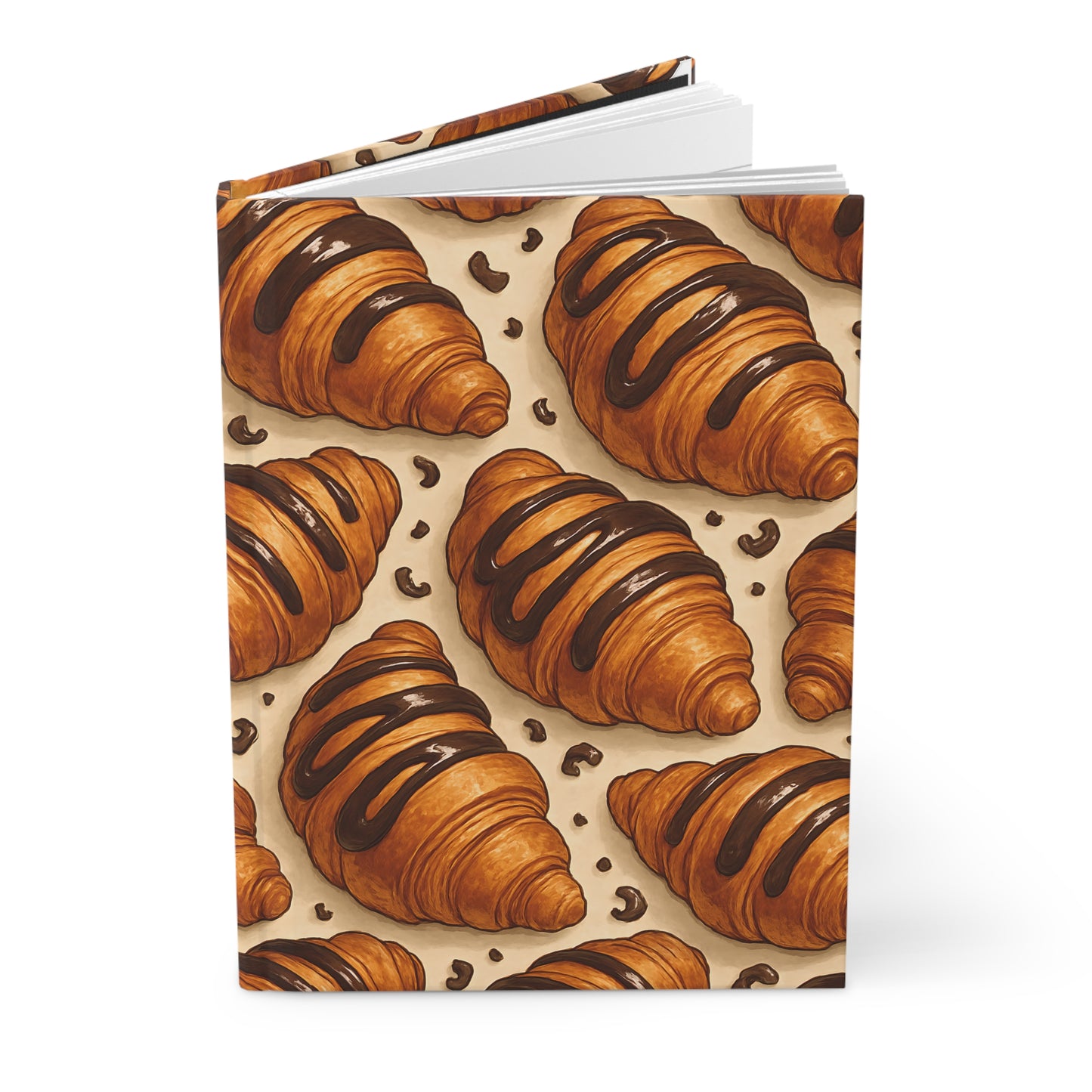 Chocolate Croissant Notebook — Dessert-Inspired Hardcover Journal for Bakers | Sweet Pastry Notebooks