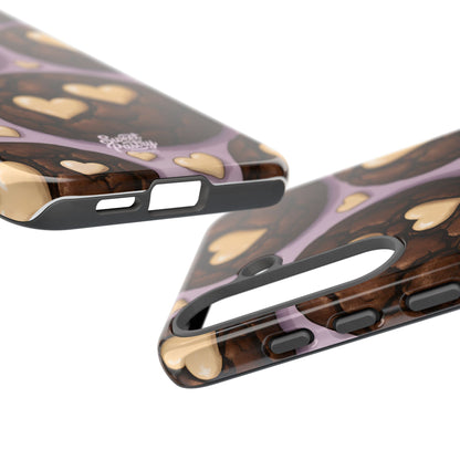 Double Chocolate & White hearts Phone Case – Dessert-Inspired Protective Case