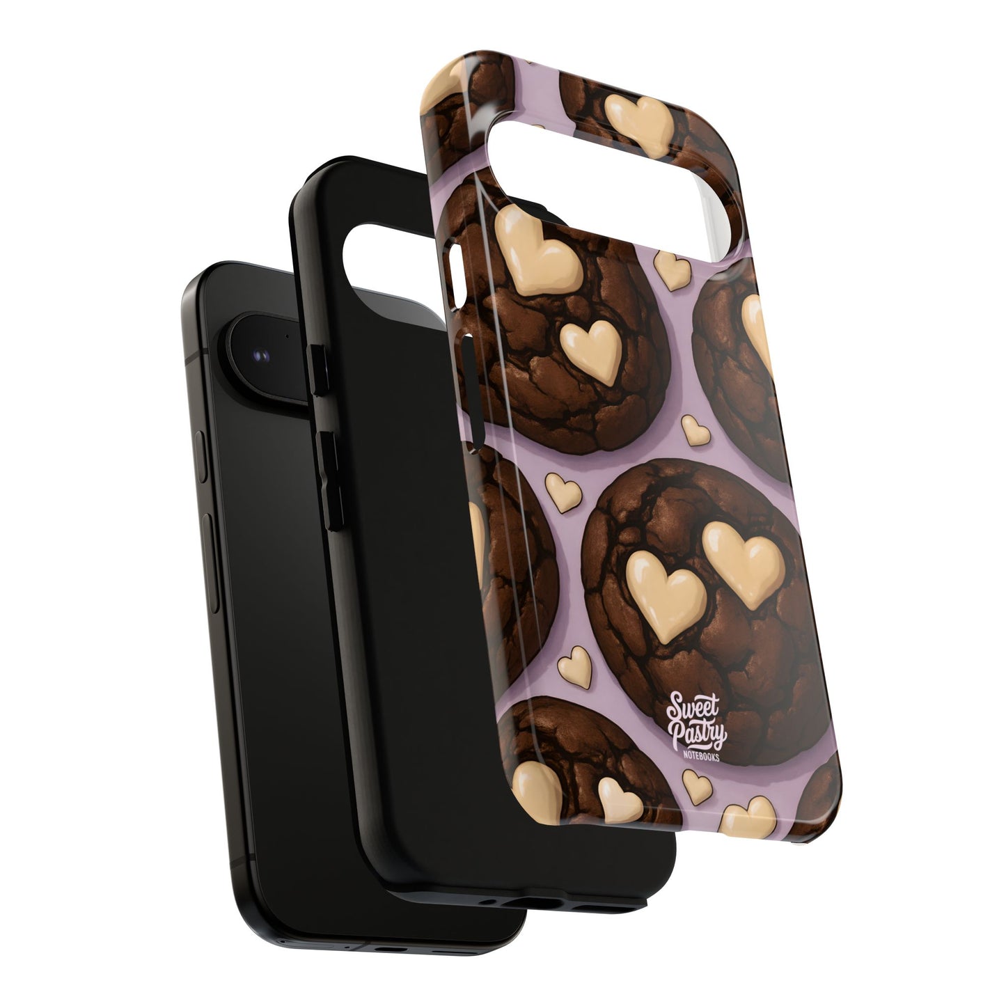 Double Chocolate & White hearts Phone Case – Dessert-Inspired Protective Case