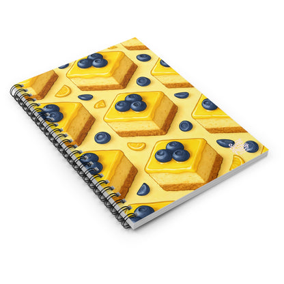 Lemon Blueberry Cheesecake Bites Spiral Notebook — Dessert-Inspired Spiral Notebook for Bakers | Sweet Pastry Notebooks