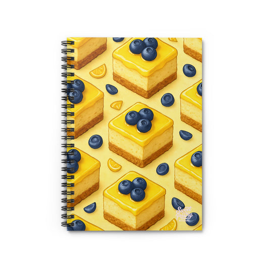 Lemon Blueberry Cheesecake Bites Spiral Notebook — Dessert-Inspired Spiral Notebook for Bakers | Sweet Pastry Notebooks