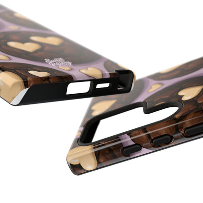 Double Chocolate & White hearts Phone Case – Dessert-Inspired Protective Case