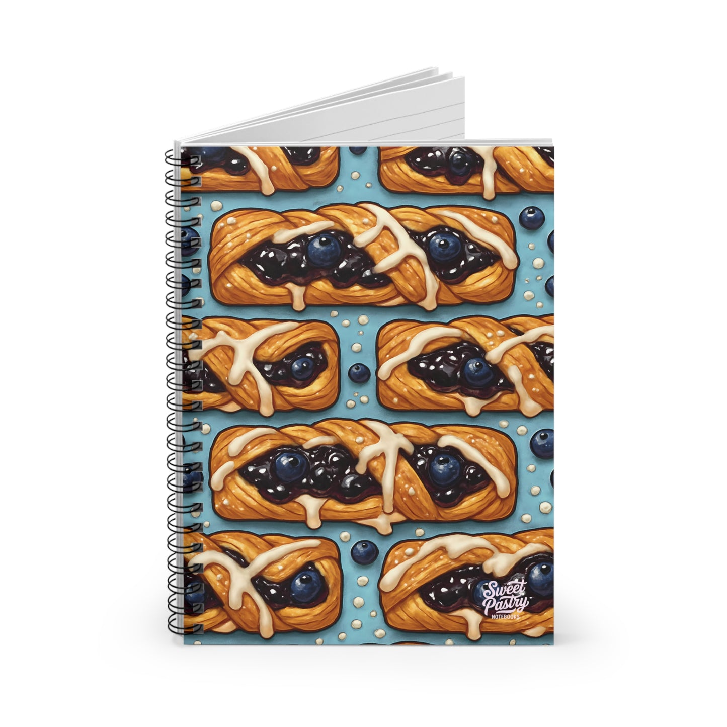 Blueberry Twist Pastry Spiral Notebook — Dessert-Inspired Spiral Notebook for Bakers | Sweet Pastry Notebooks