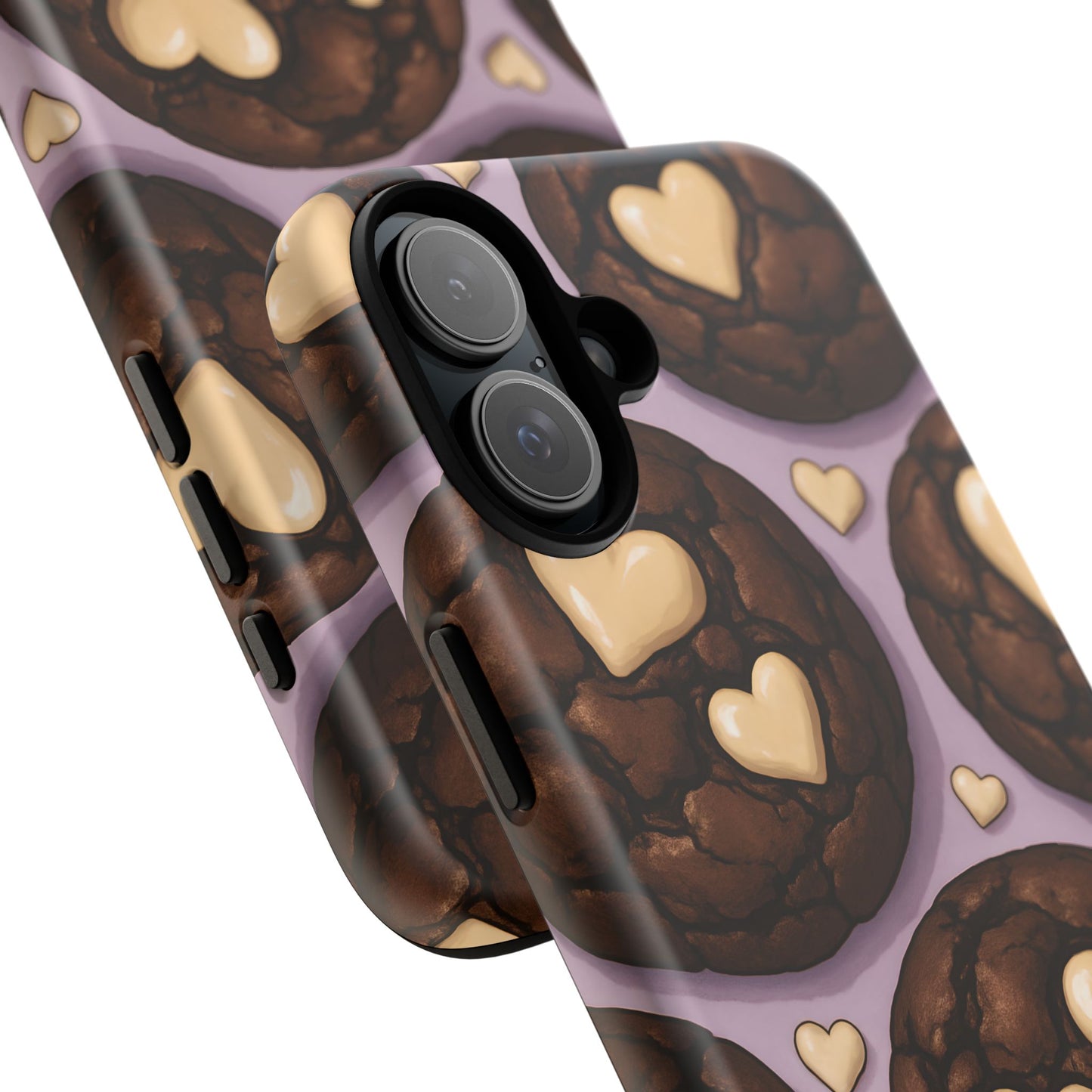 Double Chocolate & White hearts Phone Case – Dessert-Inspired Protective Case