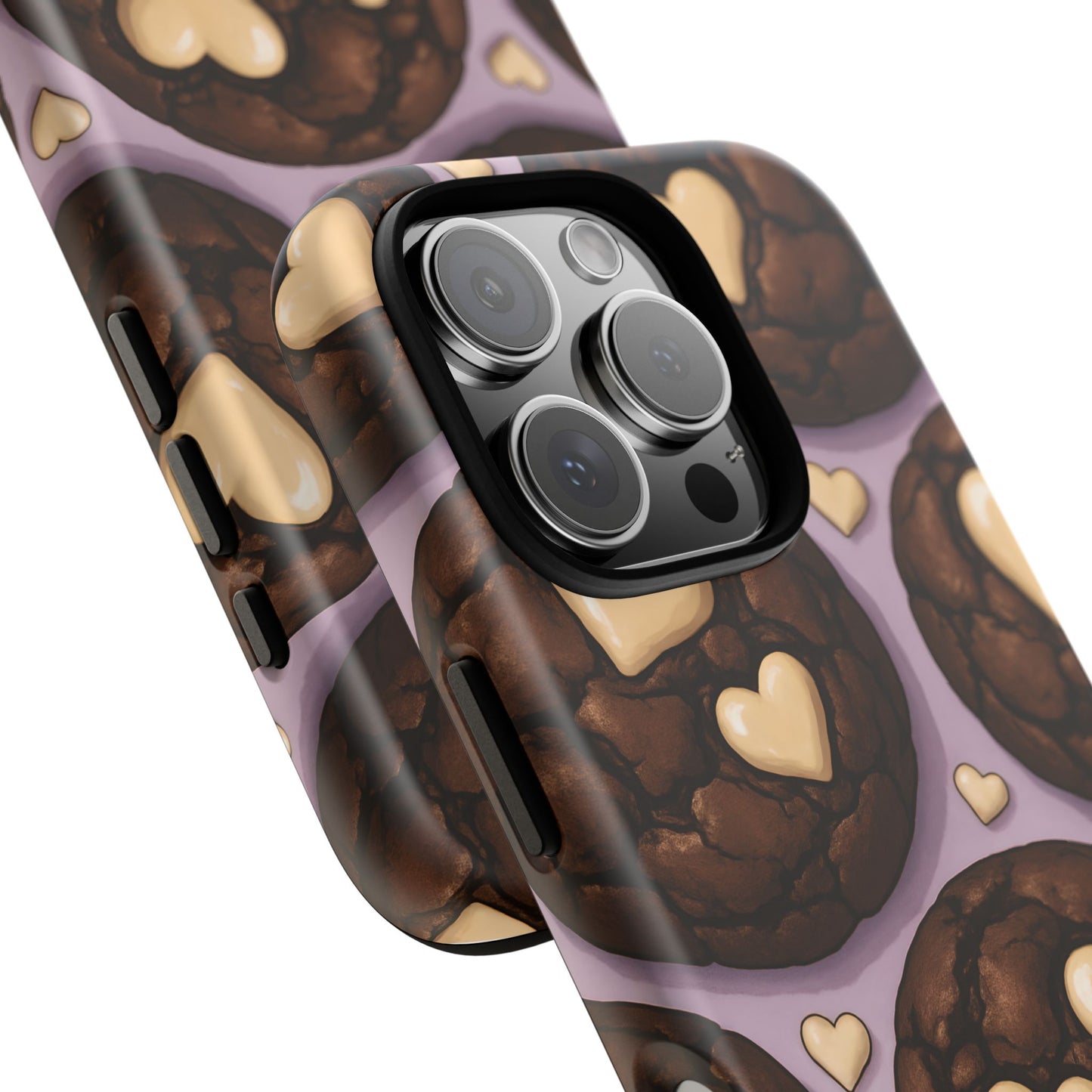 Double Chocolate & White hearts Phone Case – Dessert-Inspired Protective Case