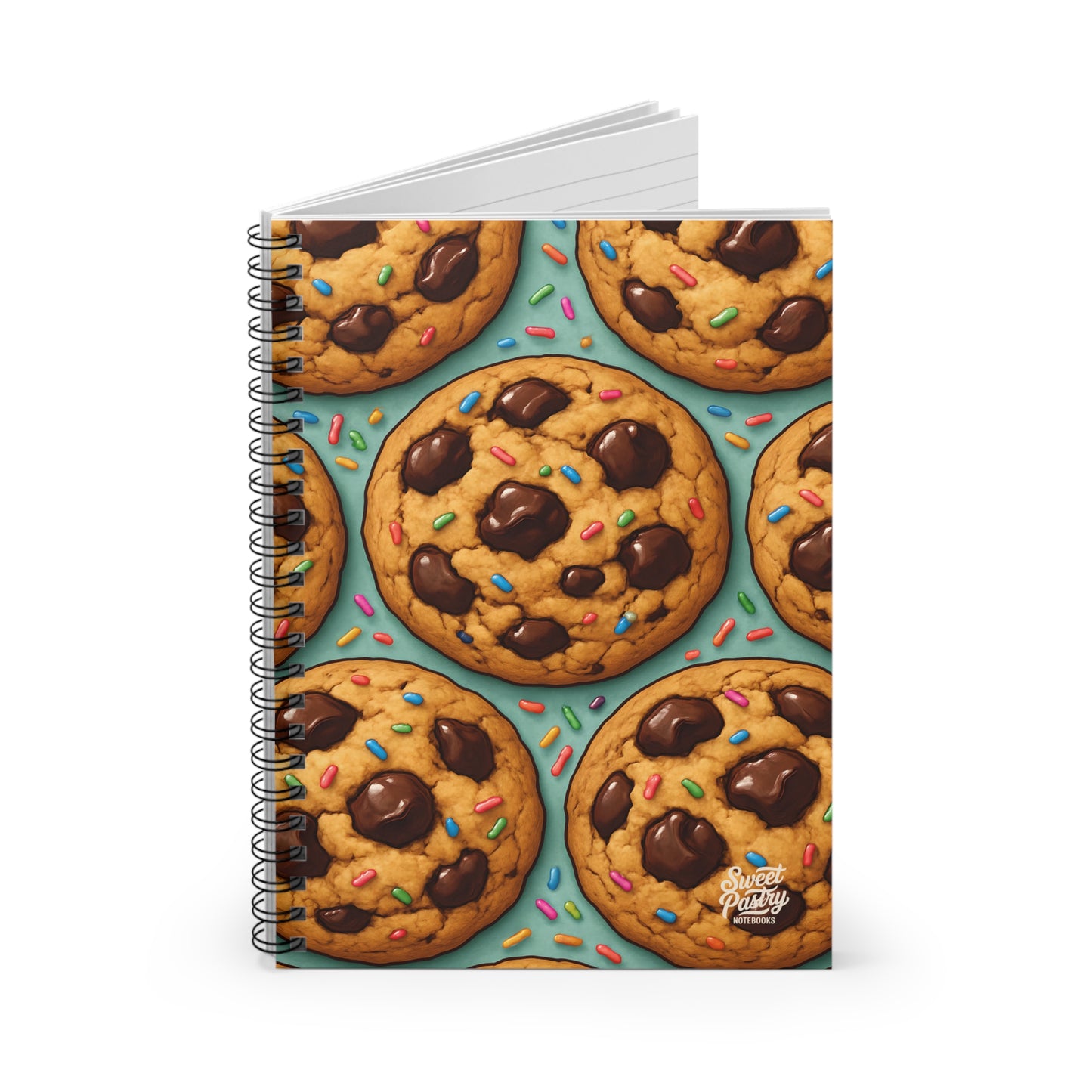 Chocolate Chip Cookies with Sprinkles Spiral Notebook — Dessert-Inspired Spiral Notebook for Bakers | Sweet Pastry Notebooks
