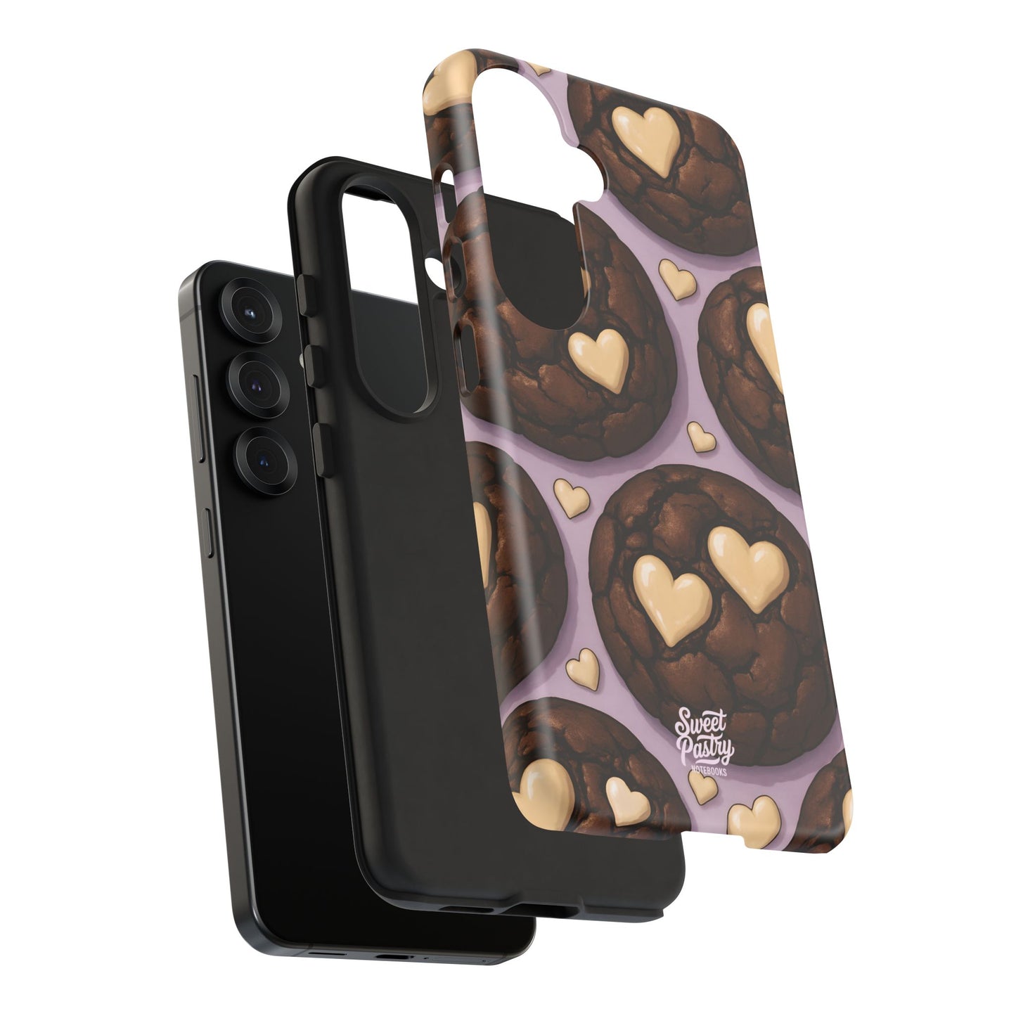 Double Chocolate & White hearts Phone Case – Dessert-Inspired Protective Case