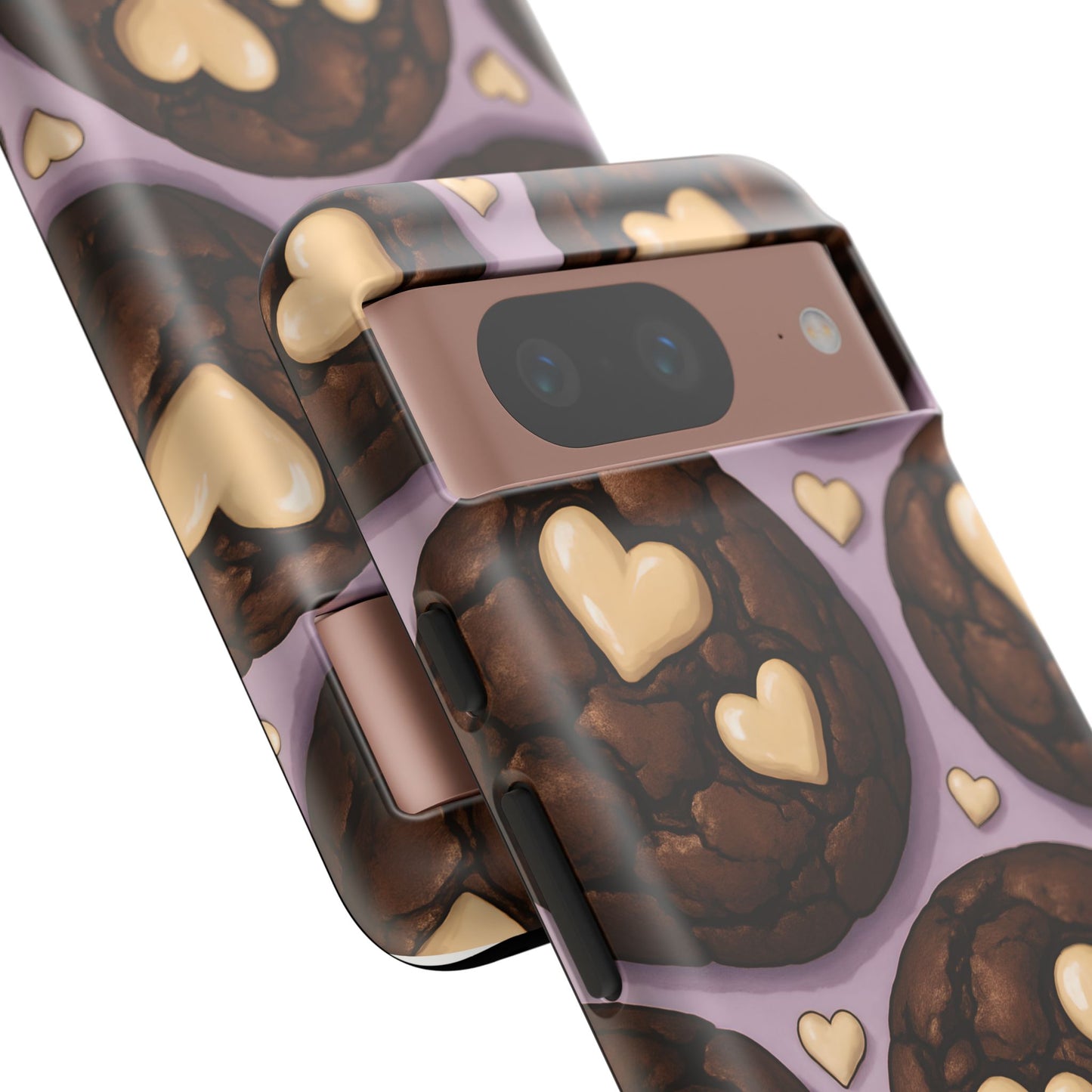Double Chocolate & White hearts Phone Case – Dessert-Inspired Protective Case