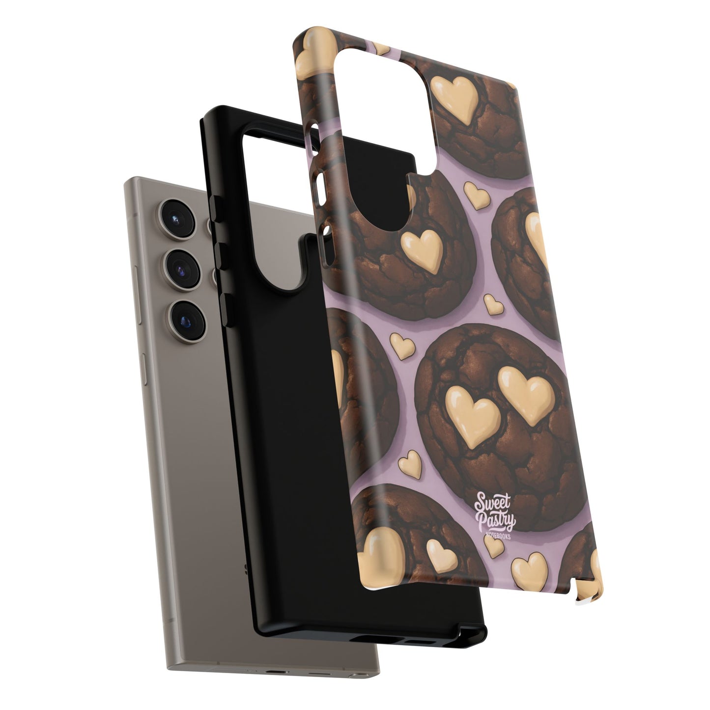 Double Chocolate & White hearts Phone Case – Dessert-Inspired Protective Case