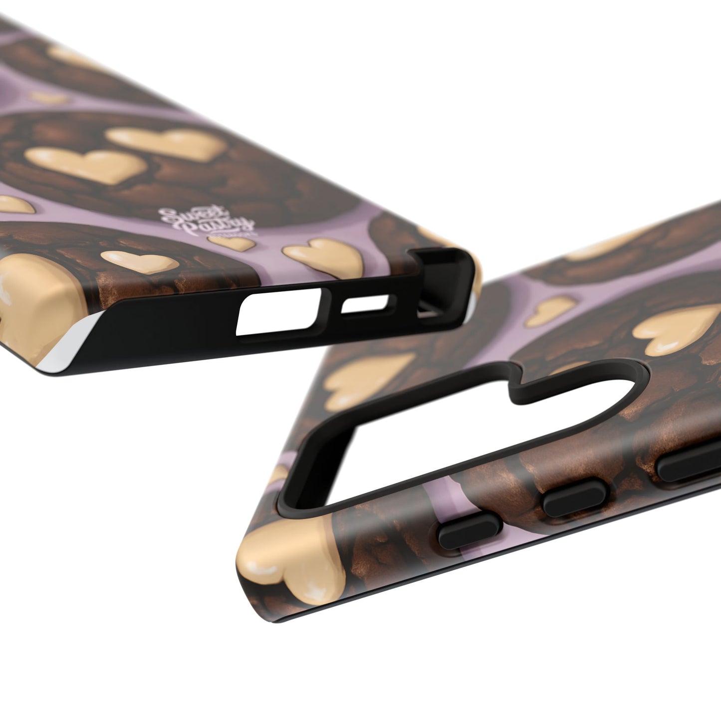 Double Chocolate & White hearts Phone Case – Dessert-Inspired Protective Case