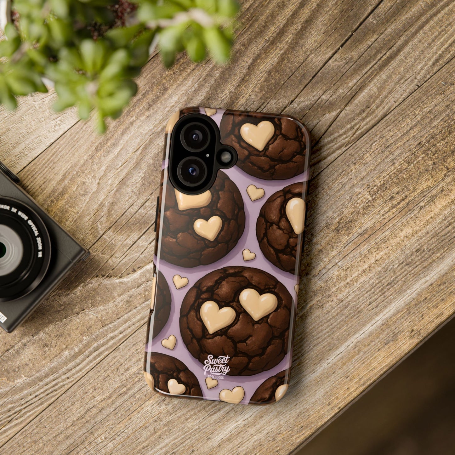Double Chocolate & White hearts Phone Case – Dessert-Inspired Protective Case