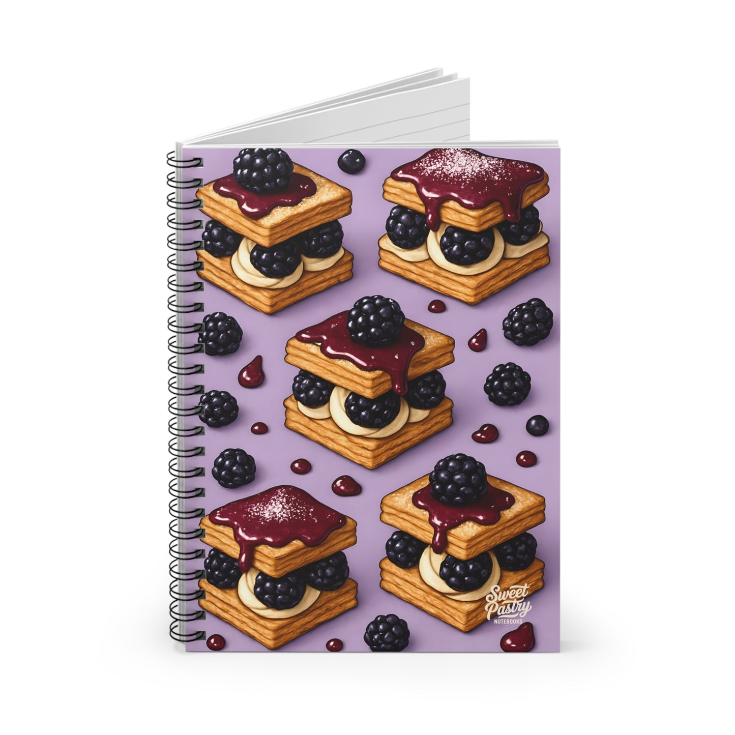 Blackberry Tart Delight Spiral Notebook — Dessert-Inspired Spiral Notebook for Bakers | Sweet Pastry Notebooks