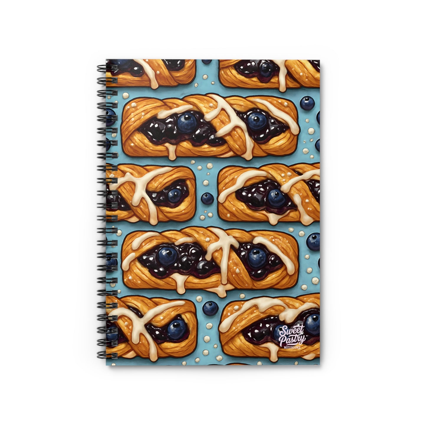 Blueberry Twist Pastry Spiral Notebook — Dessert-Inspired Spiral Notebook for Bakers | Sweet Pastry Notebooks