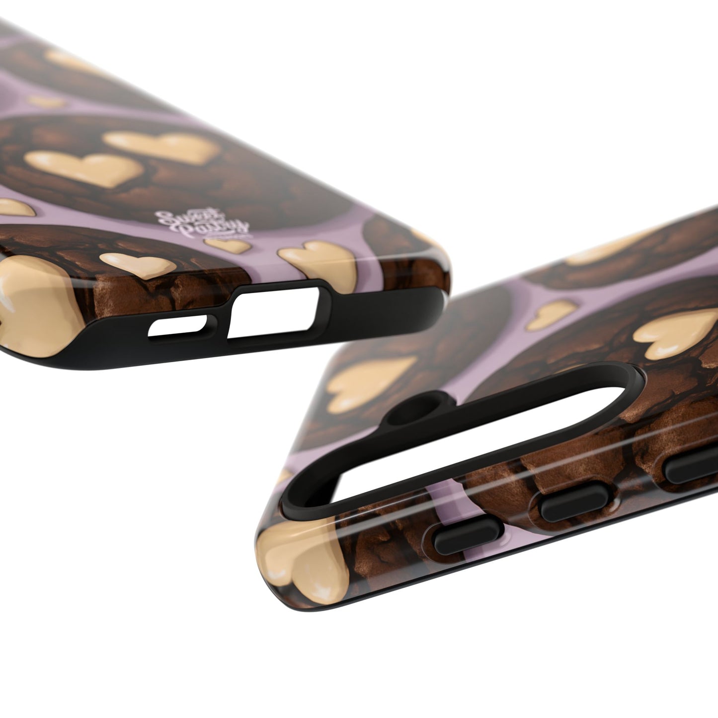 Double Chocolate & White hearts Phone Case – Dessert-Inspired Protective Case