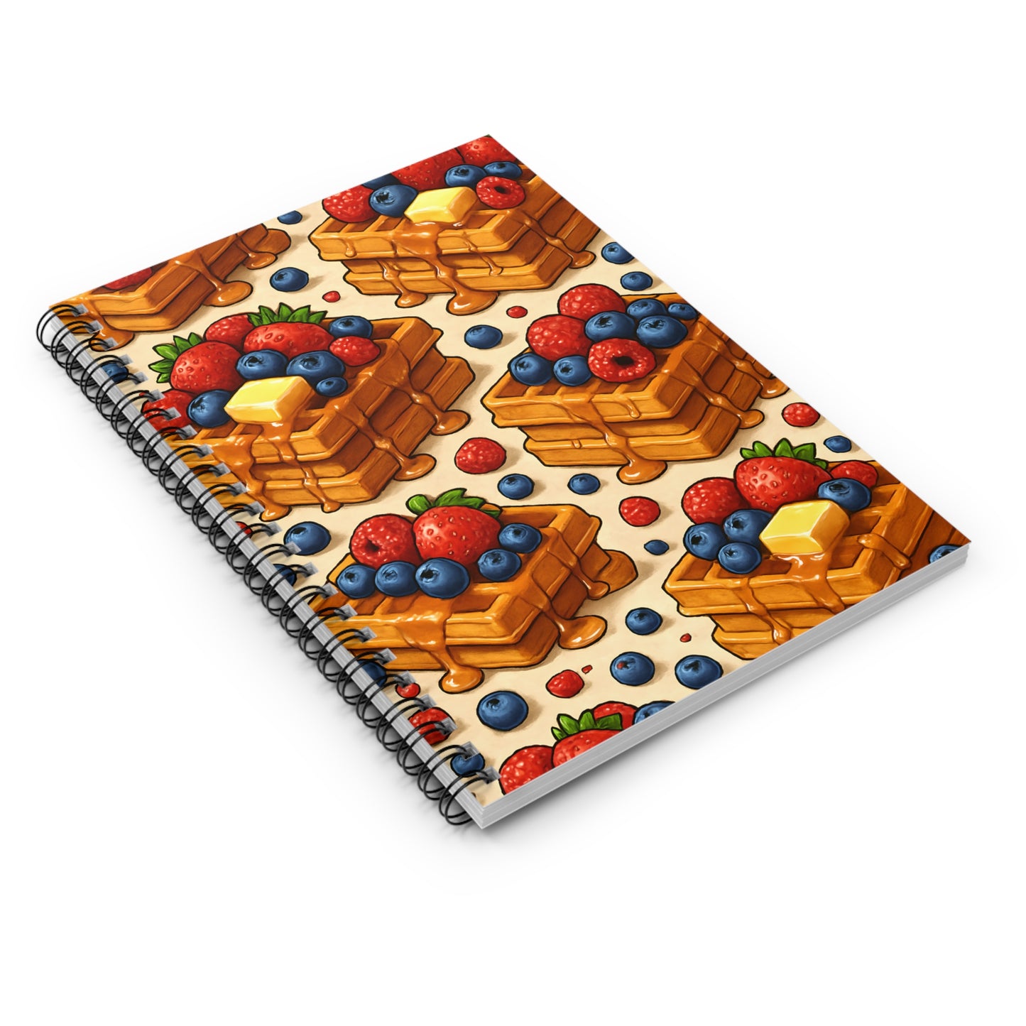 Berries and Waffles Spiral Notebook — Dessert-Inspired Spiral Notebook for Bakers | Sweet Pastry Notebooks