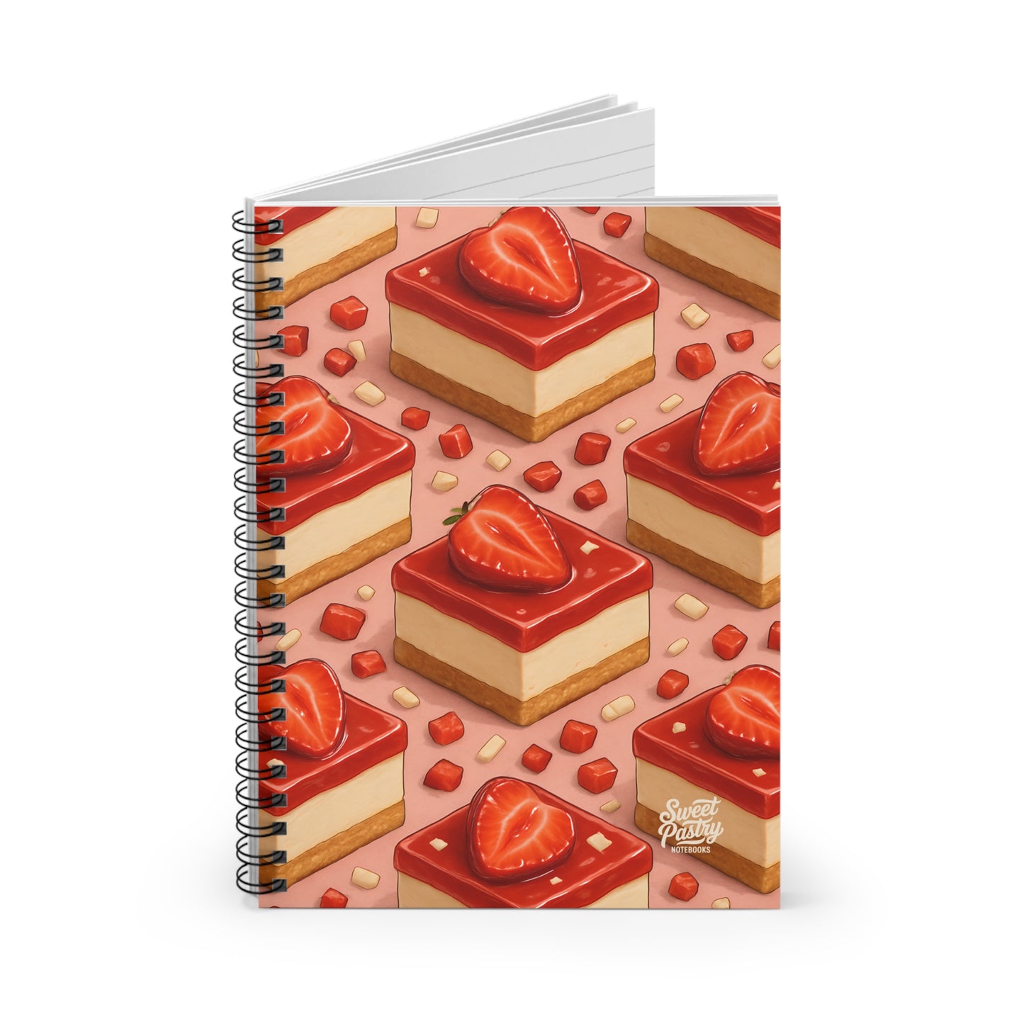 Strawberry Cheesecake Spiral Notebook — Dessert-Inspired Spiral Notebook for Bakers | Sweet Pastry Notebooks