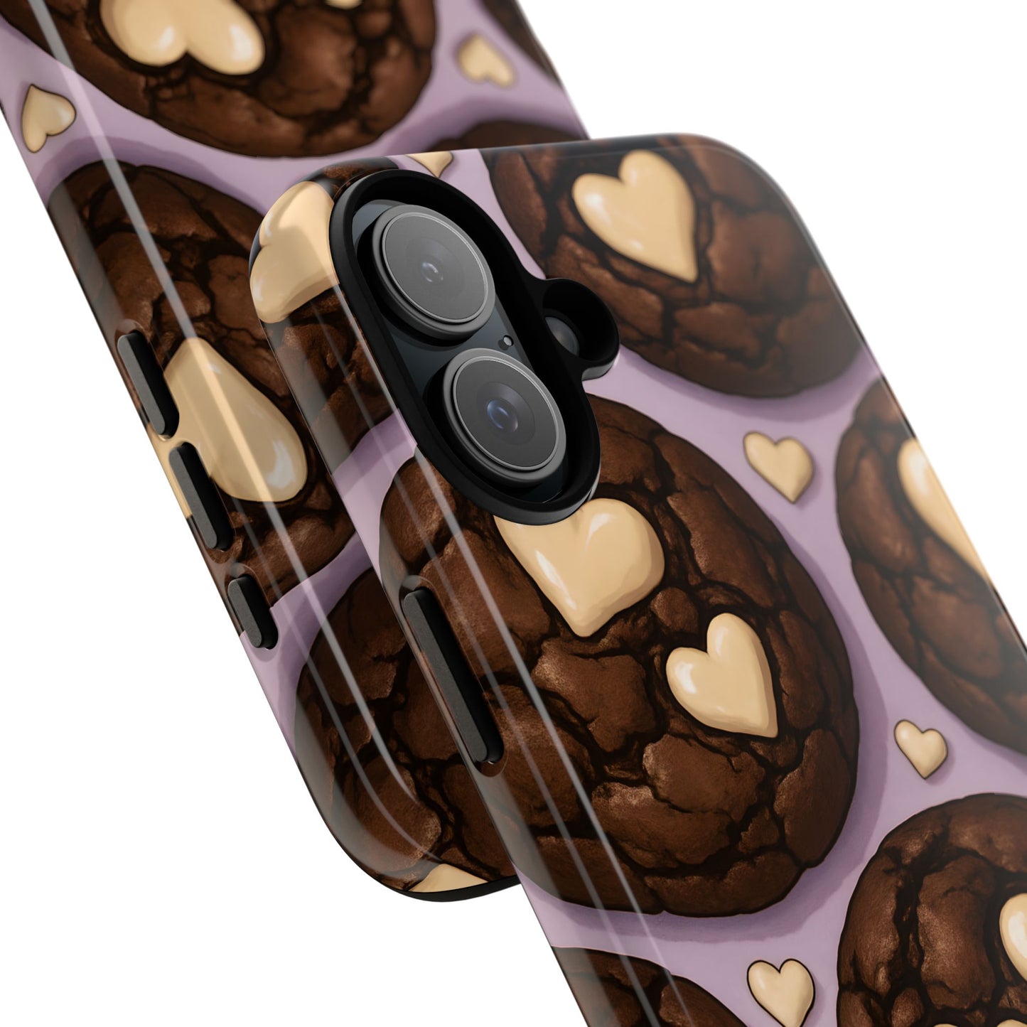 Double Chocolate & White hearts Phone Case – Dessert-Inspired Protective Case