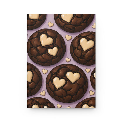 Double Chocolate Chip Cookie with White Chocolate Hearts Notebook — Dessert-Inspired Hardcover Journal for Bakers | Sweet Pastry Notebooks