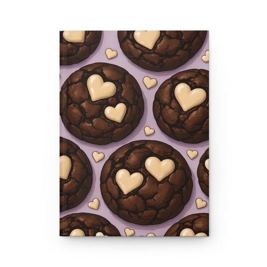Double Chocolate Chip Cookie with White Chocolate Hearts Notebook — Dessert-Inspired Hardcover Journal for Bakers | Sweet Pastry Notebooks