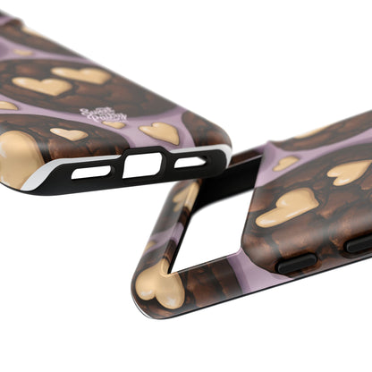 Double Chocolate & White hearts Phone Case – Dessert-Inspired Protective Case