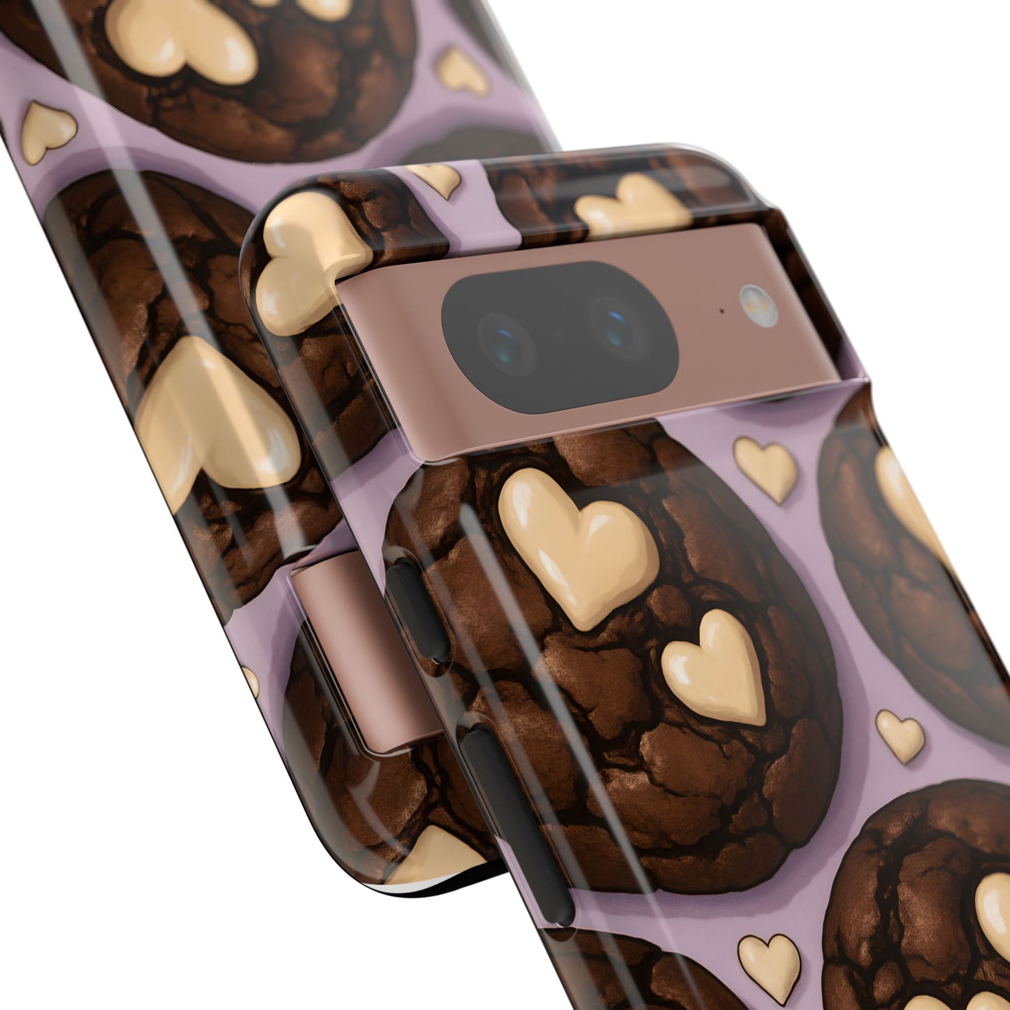 Double Chocolate & White hearts Phone Case – Dessert-Inspired Protective Case
