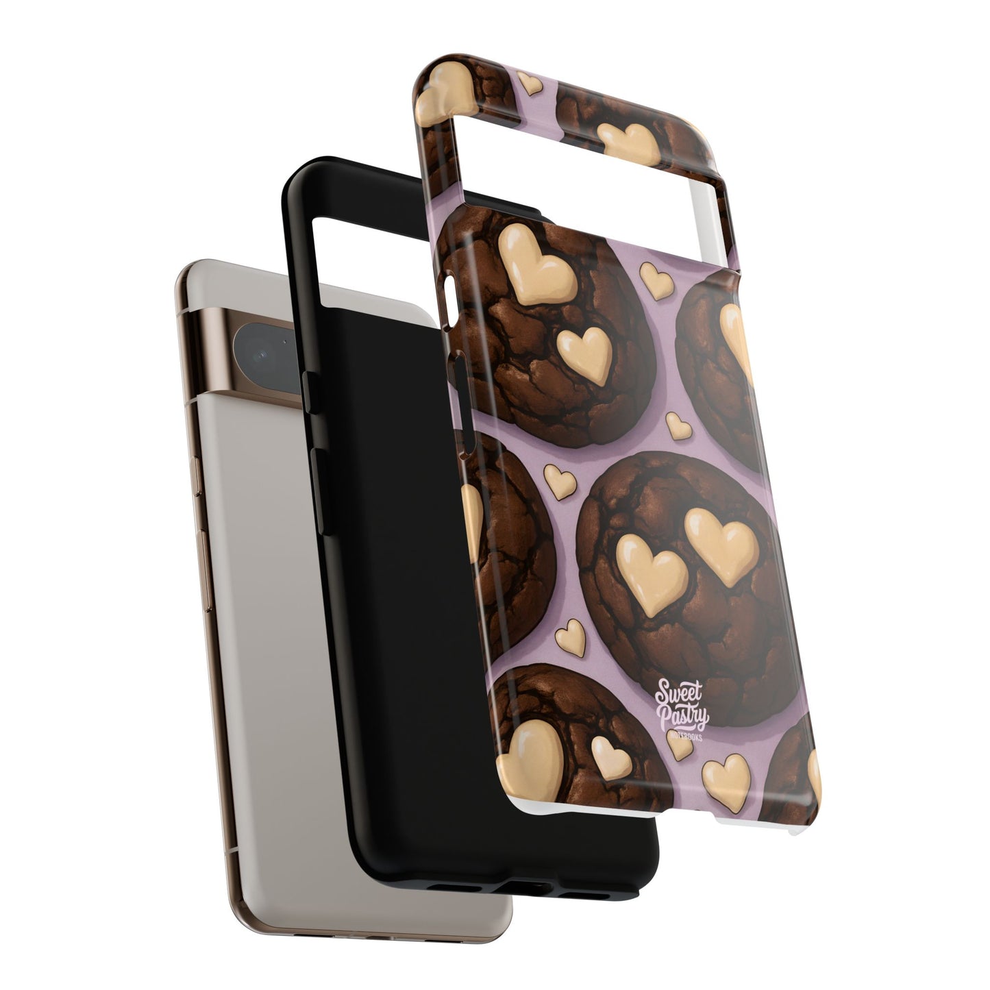 Double Chocolate & White hearts Phone Case – Dessert-Inspired Protective Case