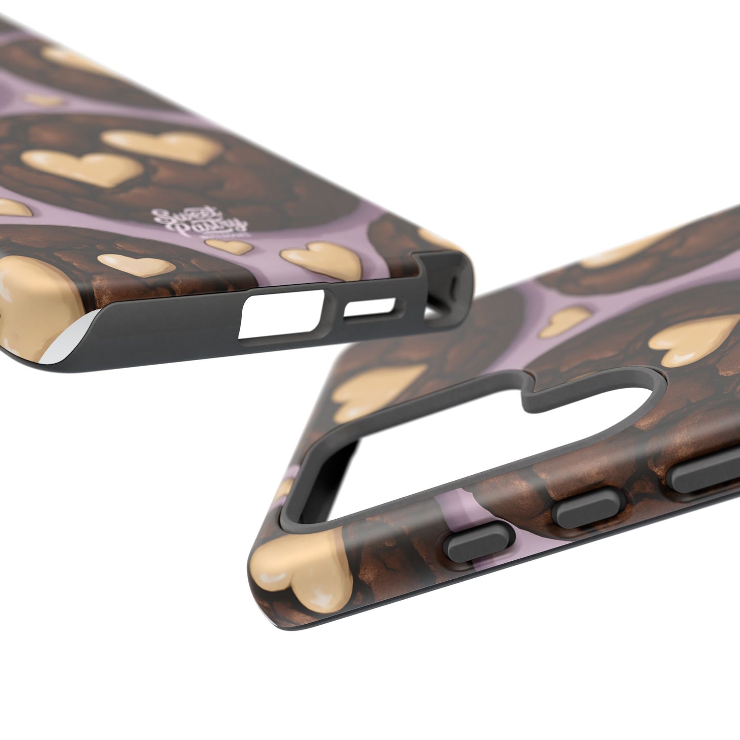 Double Chocolate & White hearts Phone Case – Dessert-Inspired Protective Case