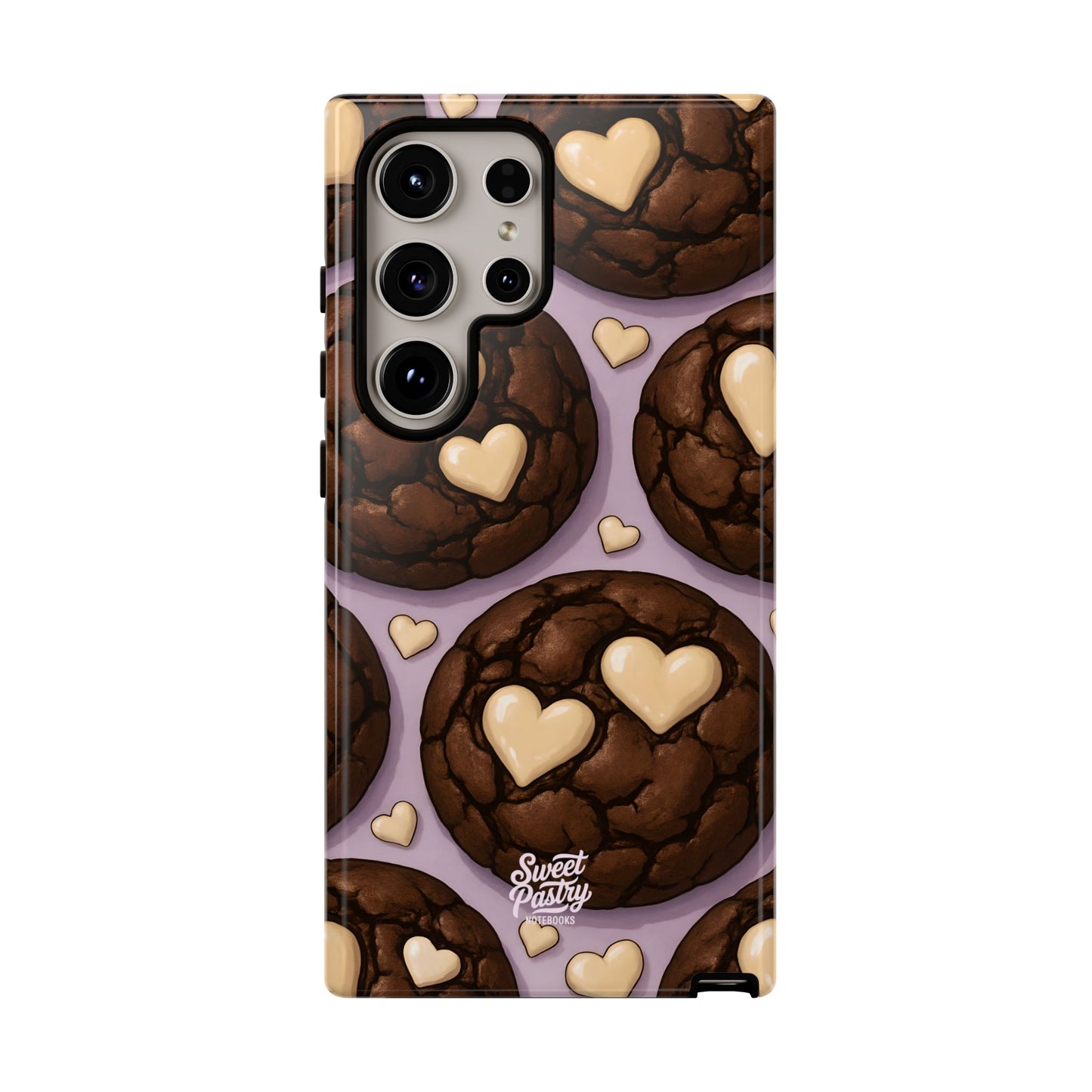 Double Chocolate & White hearts Phone Case – Dessert-Inspired Protective Case