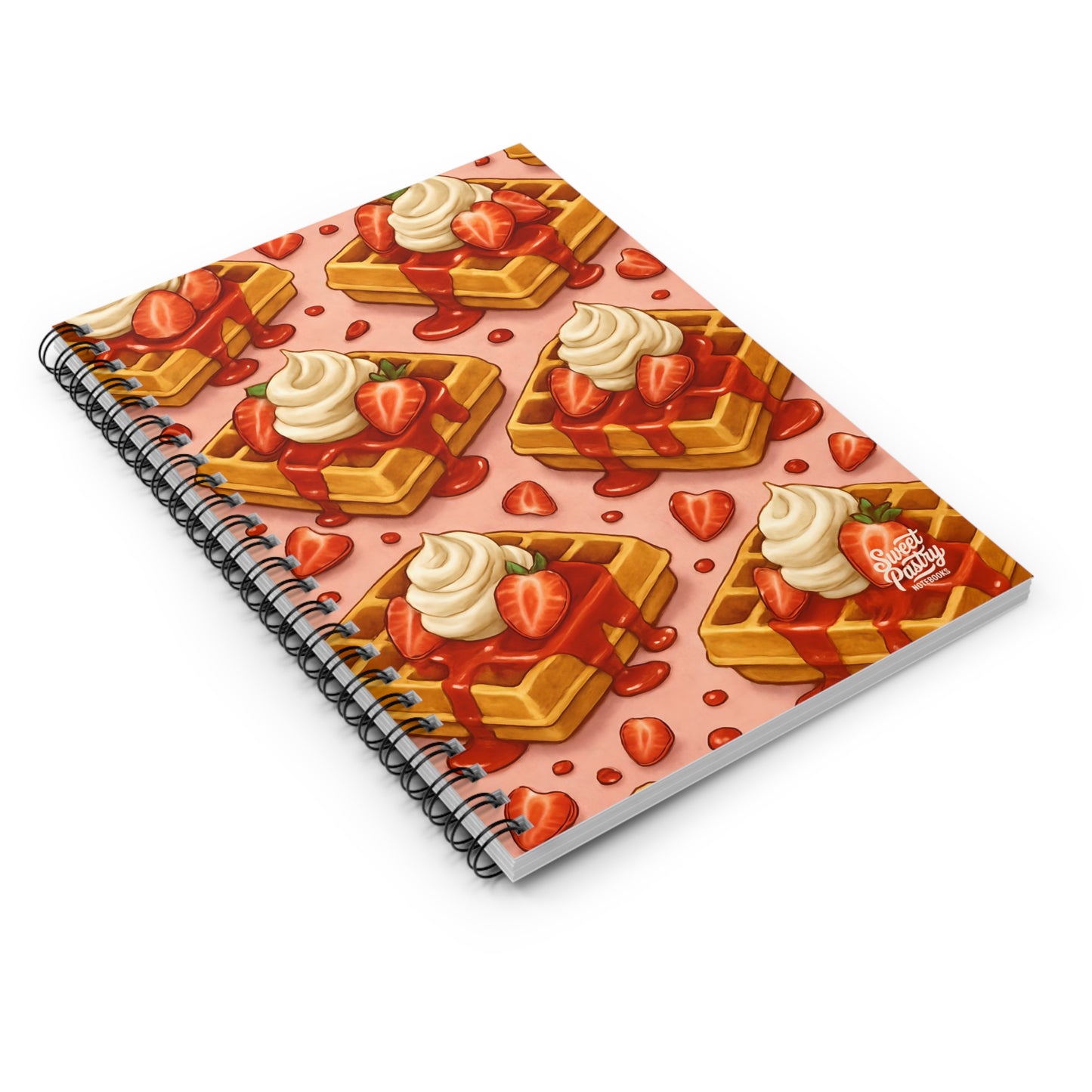 Strawberry and Cream Waffles Spiral Notebook — Dessert-Inspired Spiral Notebook for Bakers | Sweet Pastry Notebooks