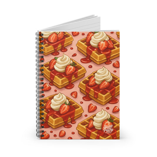 Strawberry and Cream Waffles Spiral Notebook — Dessert-Inspired Spiral Notebook for Bakers | Sweet Pastry Notebooks