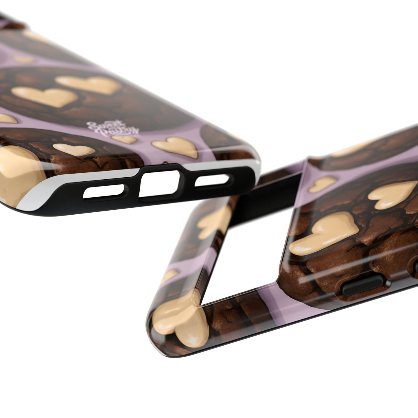 Double Chocolate & White hearts Phone Case – Dessert-Inspired Protective Case