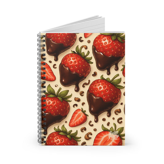 Chocolate-Dipped Strawberry Spiral Notebook — Dessert-Inspired Spiral Notebook for Bakers | Sweet Pastry Notebooks
