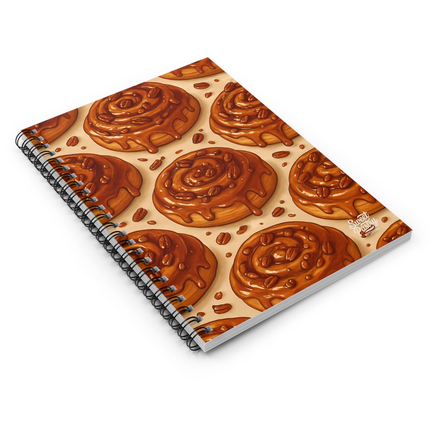 Maple Pecan Cinnamon Roll Spiral Notebook — Dessert-Inspired Spiral Notebook for Bakers | Sweet Pastry Notebooks