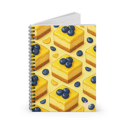 Lemon Blueberry Cheesecake Bites Spiral Notebook — Dessert-Inspired Spiral Notebook for Bakers | Sweet Pastry Notebooks