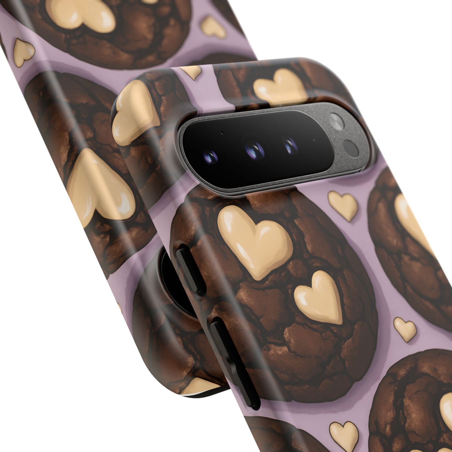 Double Chocolate & White hearts Phone Case – Dessert-Inspired Protective Case