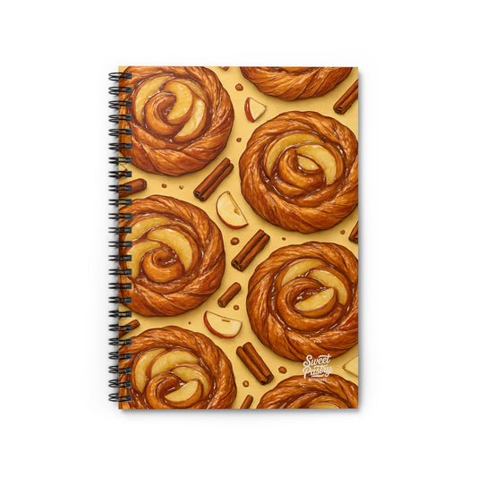 Cinnamon Apple Danish Spiral Notebook — Dessert-Inspired Spiral Notebook for Bakers | Sweet Pastry Notebooks
