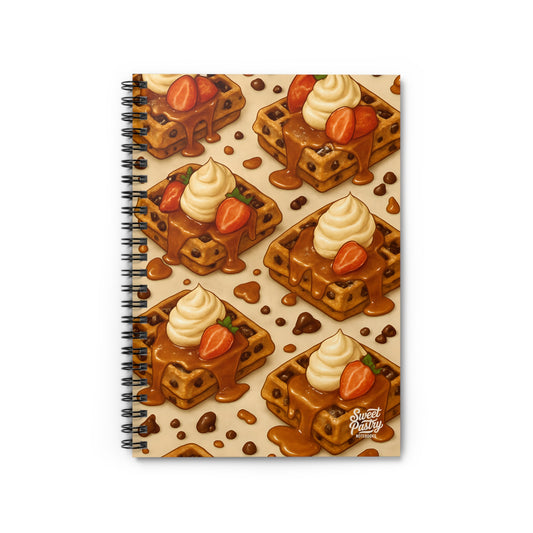 Strawberry Cream Chocolate Chip Waffles Spiral Notebook — Dessert-Inspired Spiral Notebook for Bakers | Sweet Pastry Notebooks